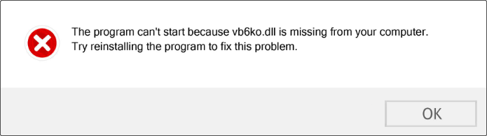 the vb6ko.dll could not be found error prompt