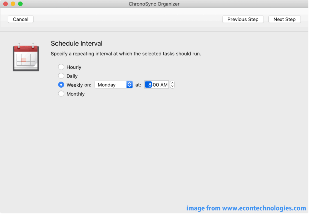 create a scheduled sync task via Simple Scheduling in Chronosync