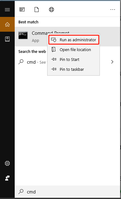 eseguire il prompt dei comandi come amministratore