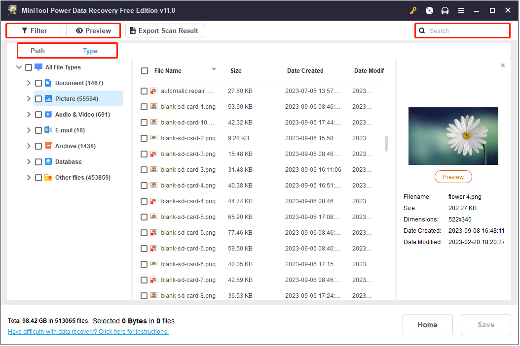 Funciones de detección de archivos