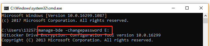alterar a password do BitLocker via CMD