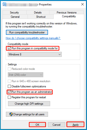 run the game with administrative rights in compatibility mode