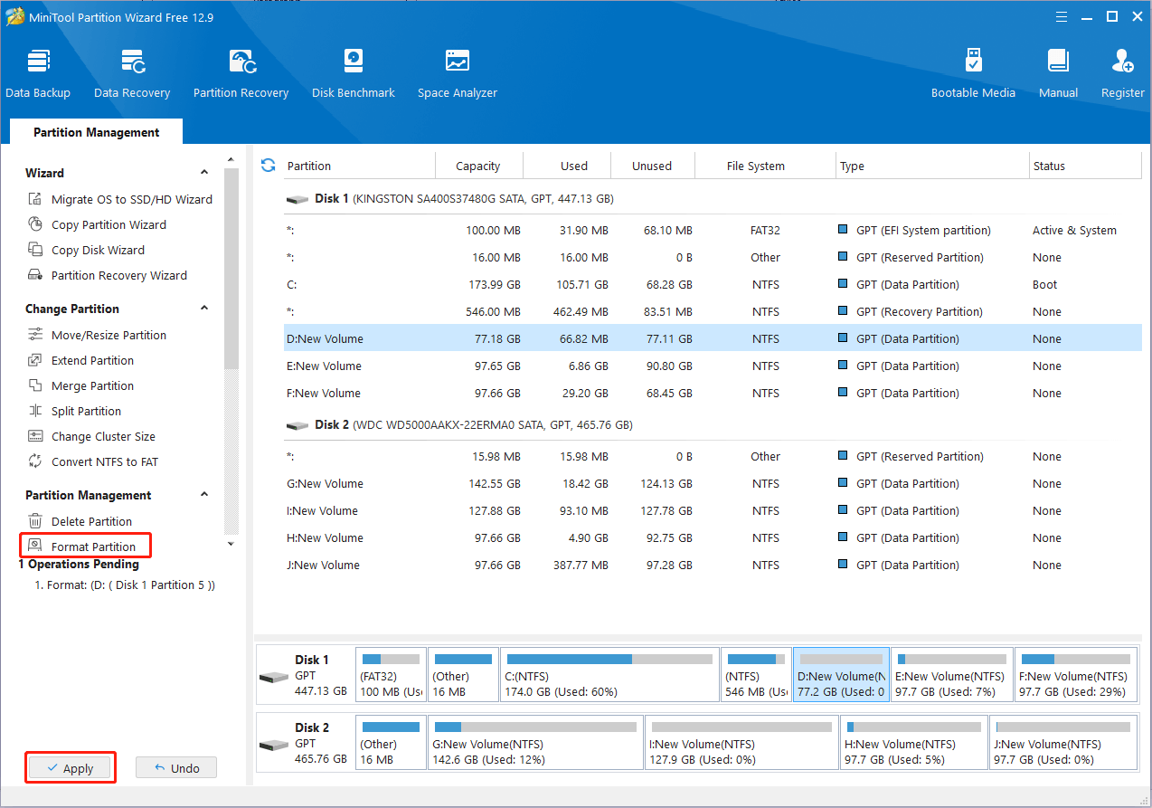 format the problematic disk for normal use