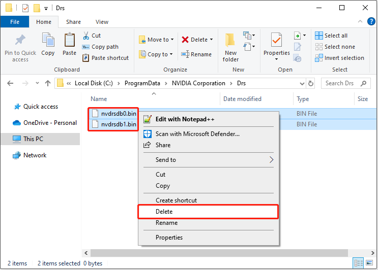 delete the nvdrsdb0.bin and nvdrsdb1.bin files in File Explorer