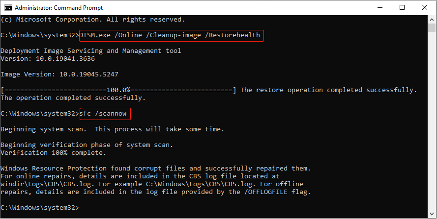 run DISM and SFC scan to check and repair damaged system files