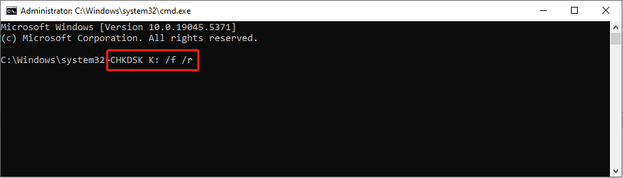 run the CHKDSK command to fix TF card errors