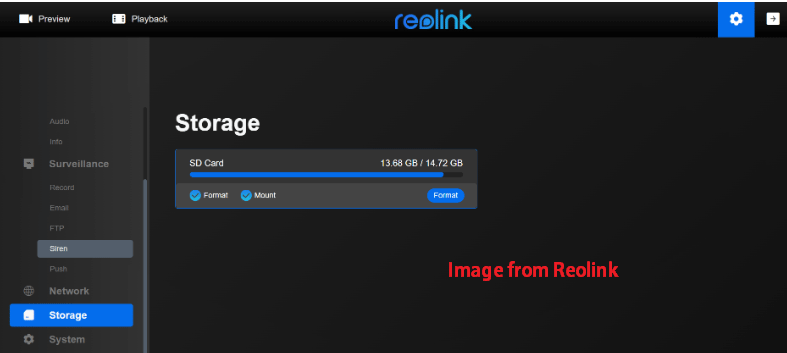 format Reolink camera SD card