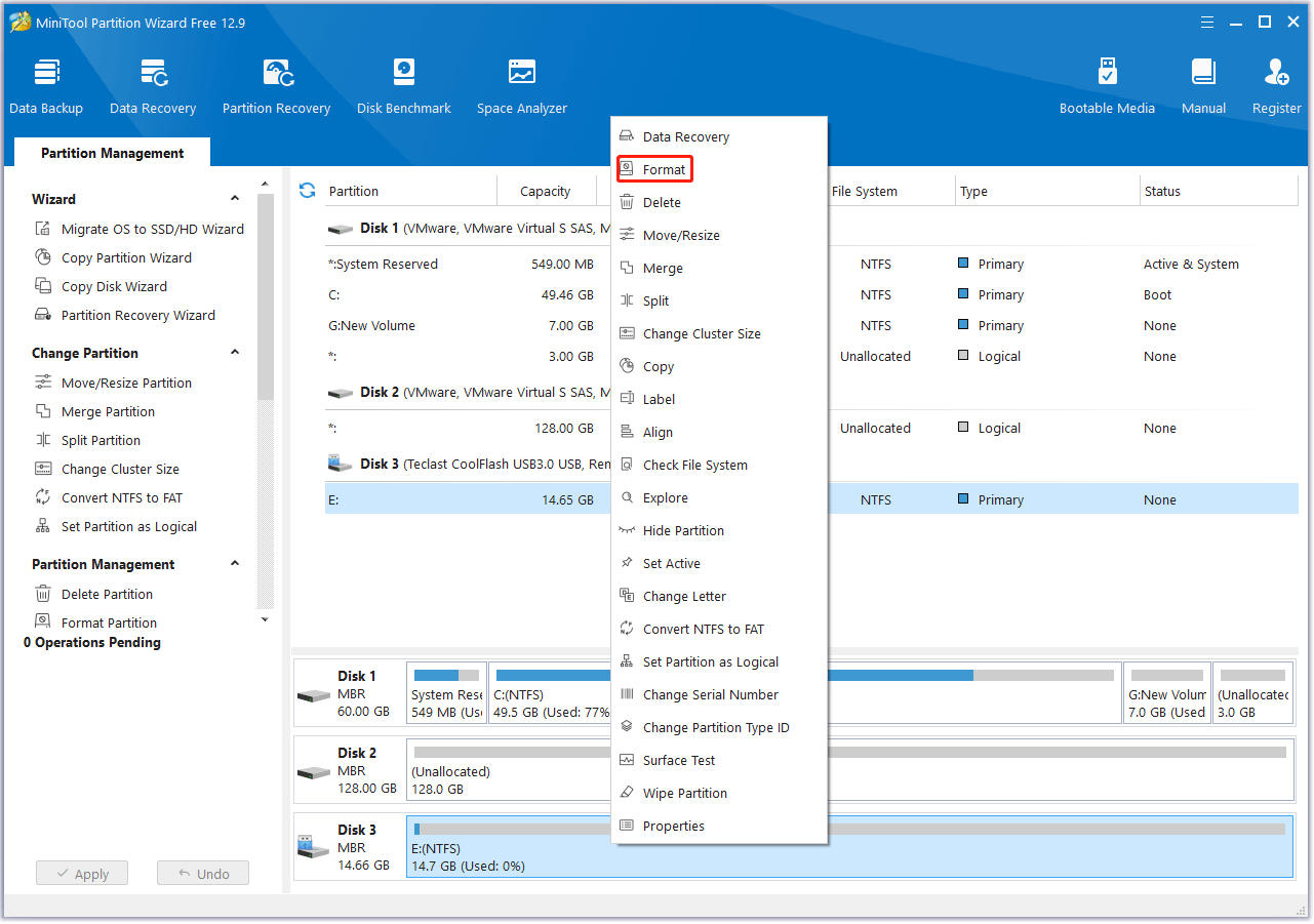 select format MiniTool Partition Wizard