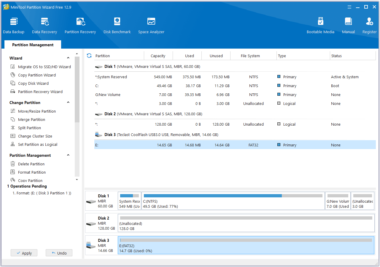 click Apply MiniTool Partition Wizard