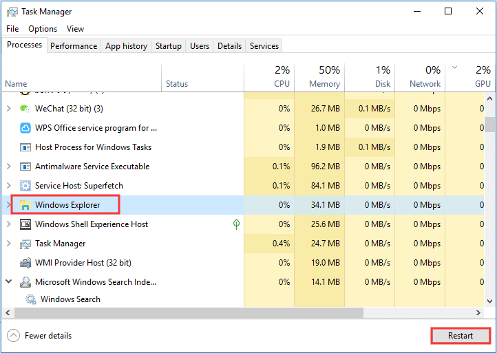 riavviare Esplora risorse