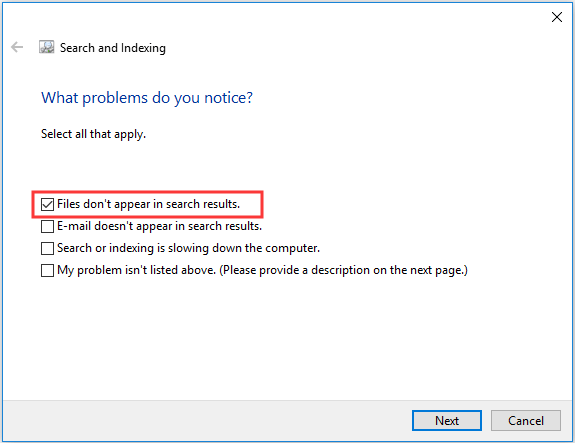 scegli il problema che incontri