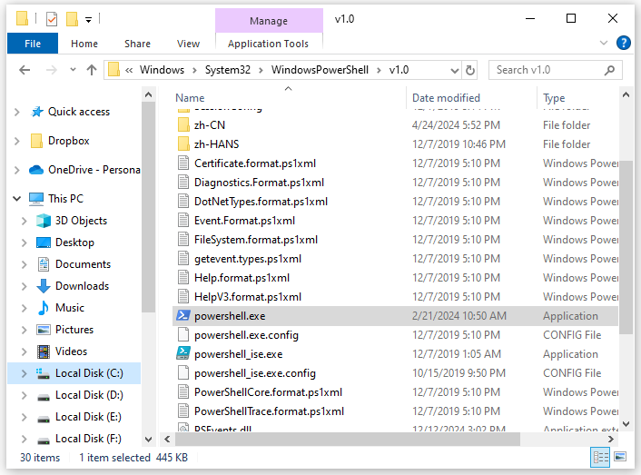 double-click on powershell.exe file to launch Windows PowerShell manually