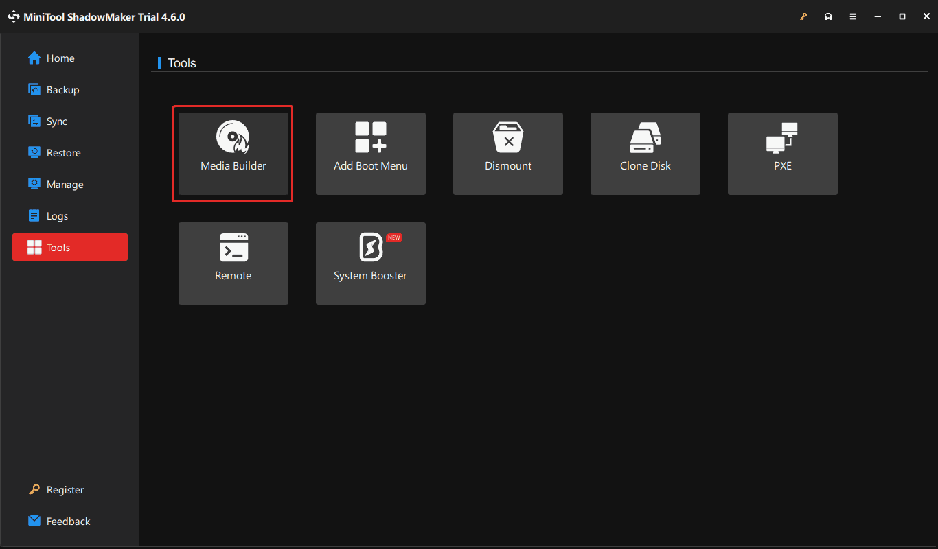 Media Builder in MiniTool ShadowMaker