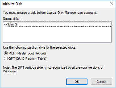 choose a partition style for the selected disks