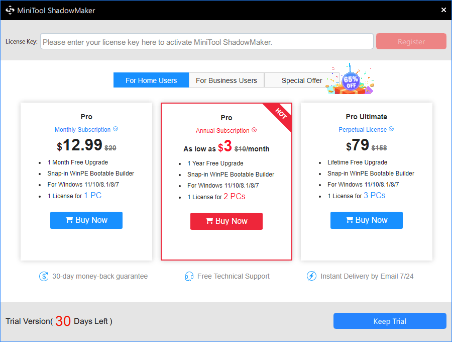 register MiniTool ShadowMaker with network