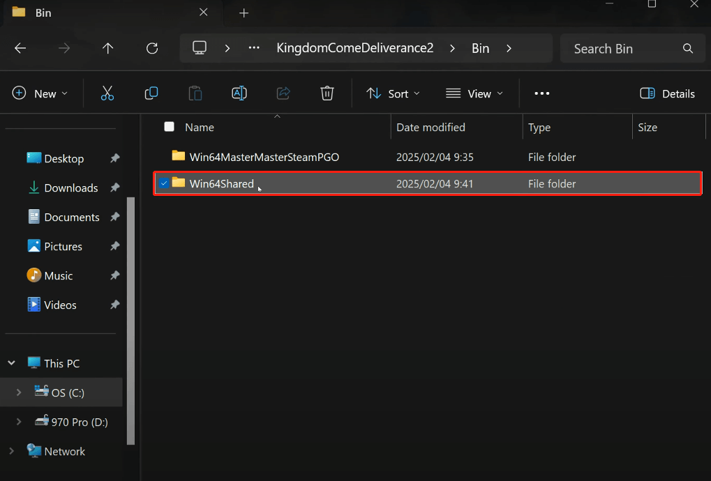 open the Win64Shared folder