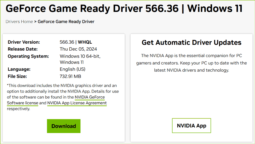 install NVIDIA GPU driver version 566.36