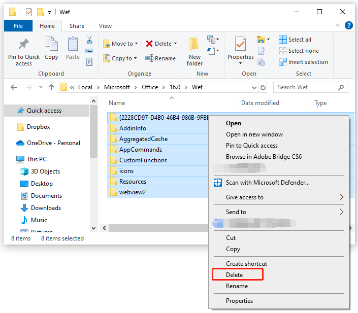 deleted cache in Microsoft Office