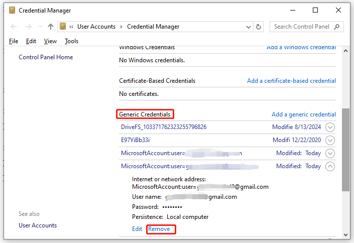hit Remove under your office-related generic credentials
