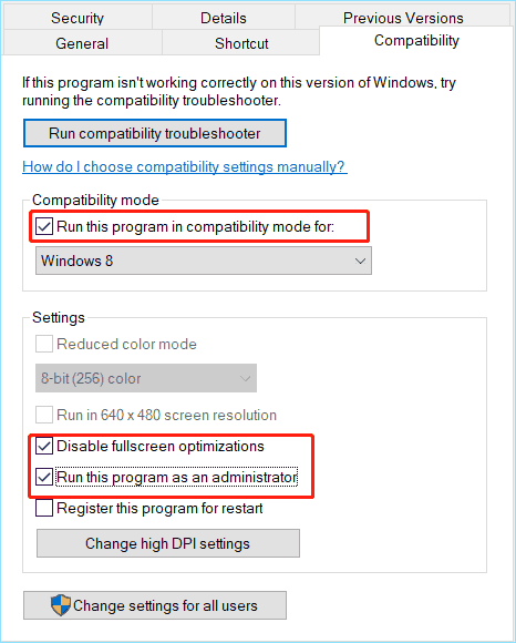 run this program as an administrator under Compatibility