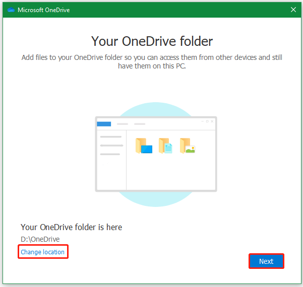change location of OneDrive