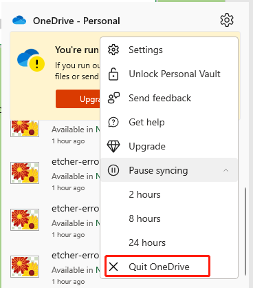 quit OneDrive
