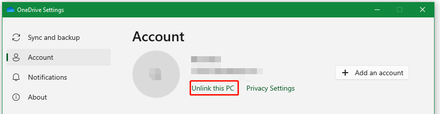 click Unlink this PC