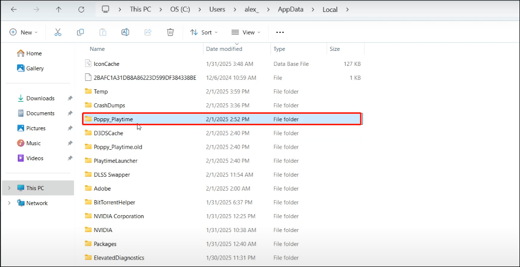 go to the Poppy Playtime saved game folder