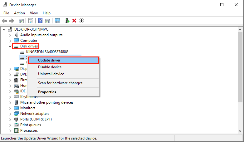 update the USB driver