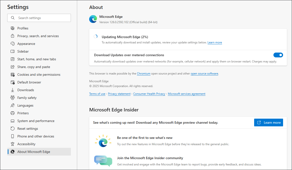 toggle on the automatic update