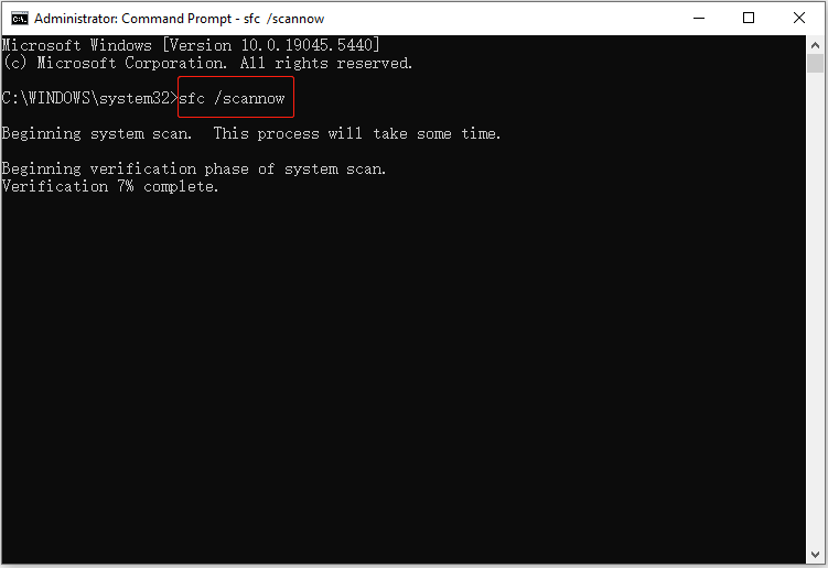 run the SFC command line in Command Prompt to repair system files