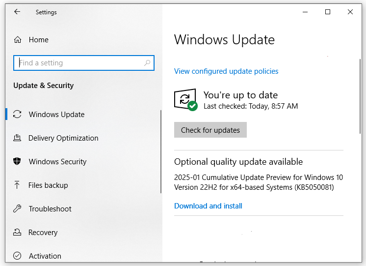 hit Check for updates