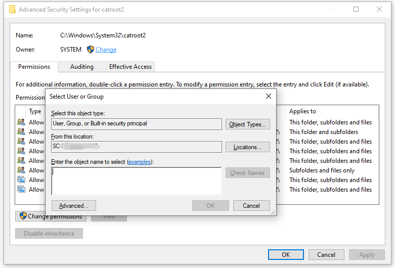 grant full permission to the catroot2 folder