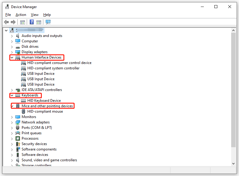 expand the selected categories