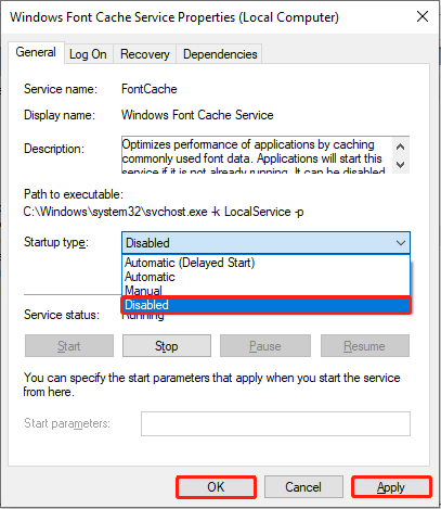 click Apply and OK to apply this change
