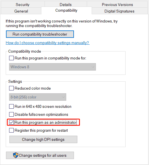 run program as an administrator