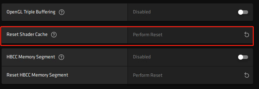 reset shader cache in AMD Software: Adrenalin Edition