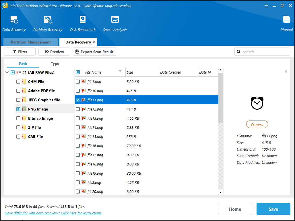Trova i file che devono essere recuperati e poi li salva