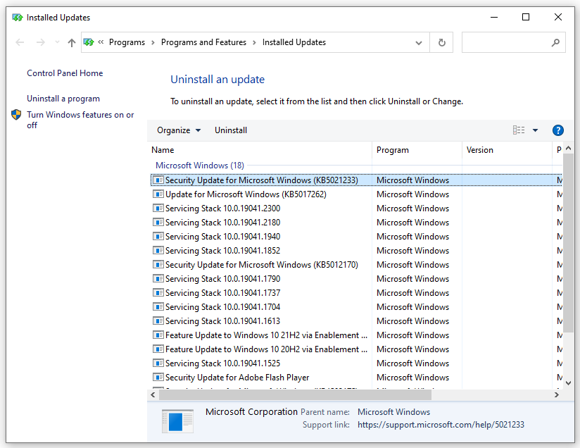 Désinstallez la dernière mise à jour.