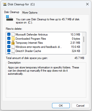 perform the disk cleanup