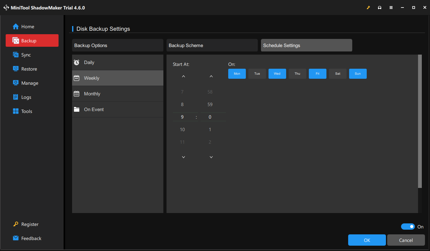 create an automatic backup plan with MiniTool ShadowMaker