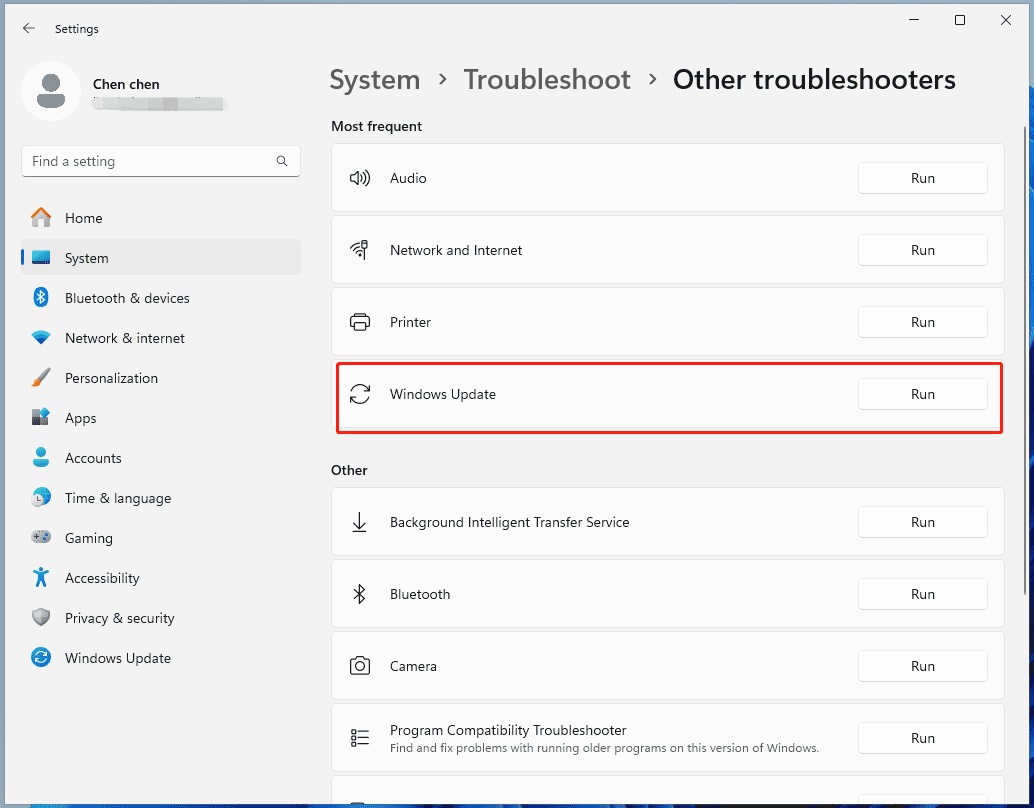 Windows 11 update troubleshooter