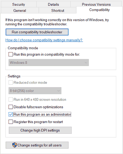run this program as an administrator