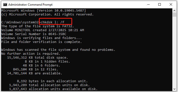 type and run the CHKDSK command