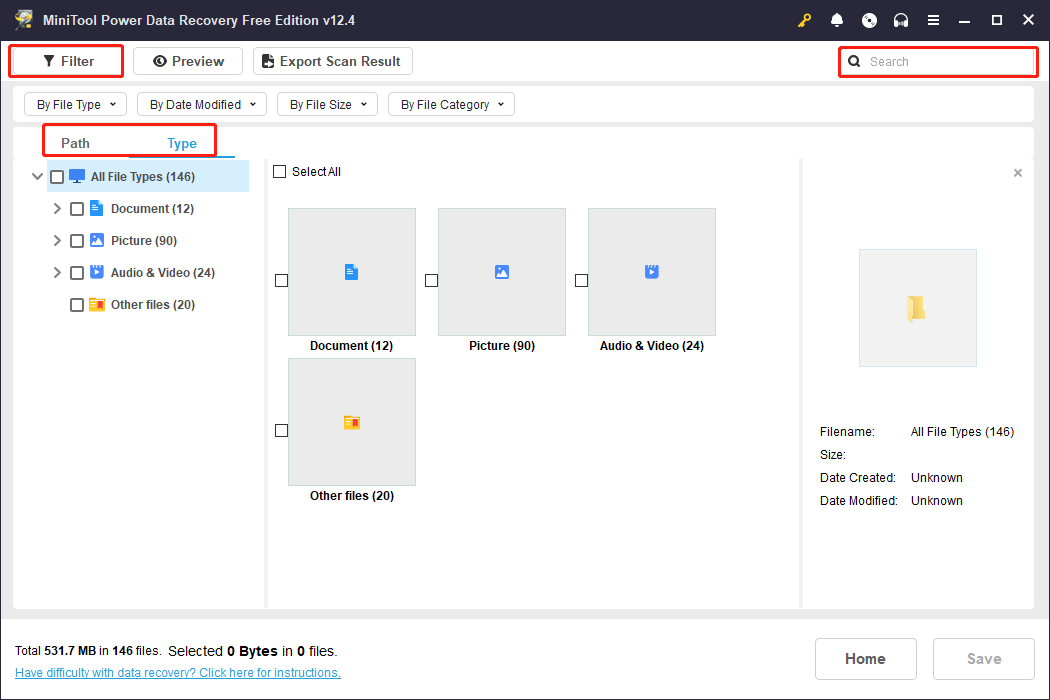use four features to locate the target files on the result page