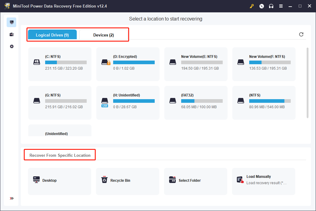 the scan model of MiniTool Power Data Recovery