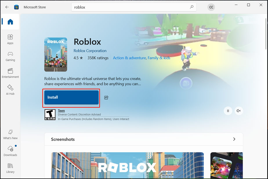 install Roblox via Microsoft Store