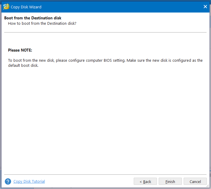 how to boot from the destination disk