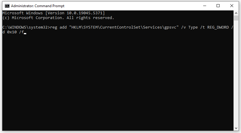 run the command in the picture to force GPSVC to initiate as a separate process from the beginning