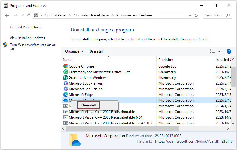 uninstall a program